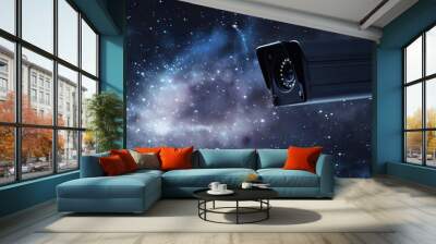 security camera in space, copy space Wall mural