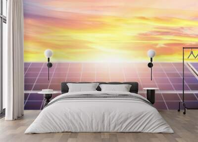 solar polycrystalline panel in the afternoon sunlight generating electrical power Wall mural