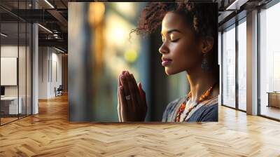 woman praying to god,  Wall mural