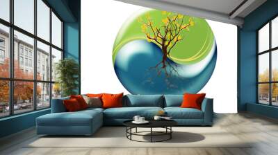 Earth Yin Yang Logo Wall mural