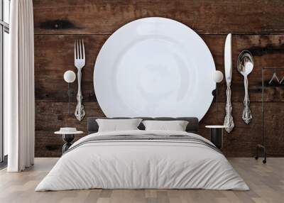 Place setting of a dining set over rustic background Wall mural