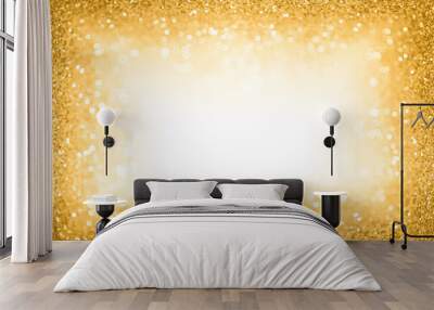 Gold glitter 50th anniversary border background or birthday winner frame Wall mural