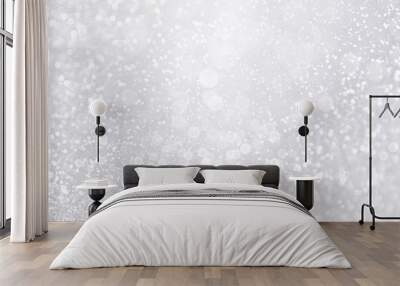 silver and white snow confetti sparkle background Wall mural