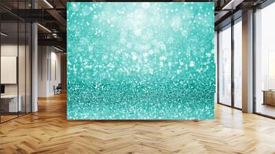 Teal Turquoise and Aqua Glitter Confetti Party Background or Invite Wall mural