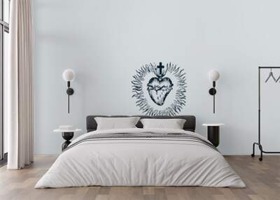 THESE HIGH QUALITY SACRED HEART JESUS VECTOR FOR USING VARIOUS TYPES OF DESIGN WORKS LIKE T-SHIRT, LOGO, TATTOO AND HOME WALL DESIGN Wall mural