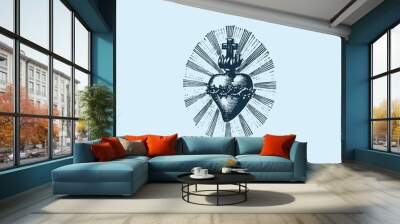 THESE HIGH QUALITY SACRED HEART JESUS VECTOR FOR USING VARIOUS TYPES OF DESIGN WORKS LIKE T-SHIRT, LOGO, TATTOO AND HOME WALL DESIGN Wall mural