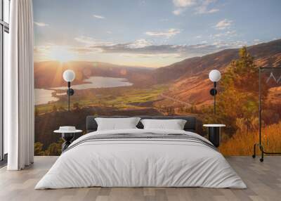 A sunset view of the Okanagan vineyards and orchards in Osoyoos, B.C. Canada, which is renowned wine country in the Okanagan Valley. Wall mural