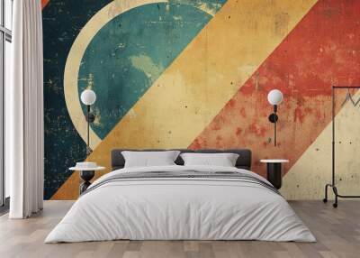 Abstract Design with Circular and Striped Elements Wall mural