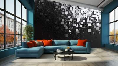 Abstract Grayscale Square Composition with Gradient Depth Wall mural