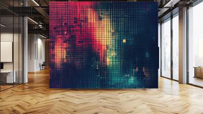 Abstract Grid with Pixelated Texture Wall mural