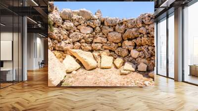 Altar in one of the rooms of the ancient megalithic temple of Gigantija, Xaghra, Gozo, Malta. Wall mural