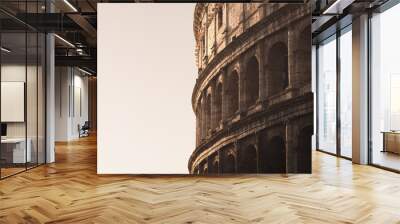 Close-up architectural detail of the iconic Flavian Amphitheatre, the ancient Roman Colosseum, a famous tourist landmark in historic city of Rome, Italy. Wall mural