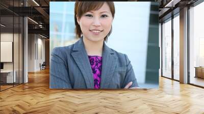 asian business woman on the phone Wall mural