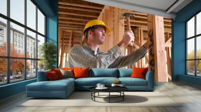 construction man using hammer Wall mural