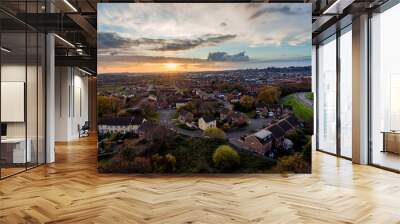 Aerial view of St Mellons Town in Cardiff, Wales UK Wall mural