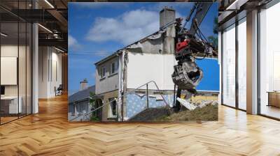 Property Demolition. A row of houses in united kingdom being demolished for land regeneration Wall mural