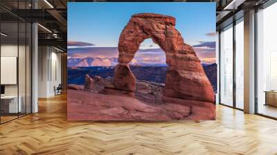 Fall Sunset and Colors on Delicate Arch, Arches National Park, Utah Wall mural