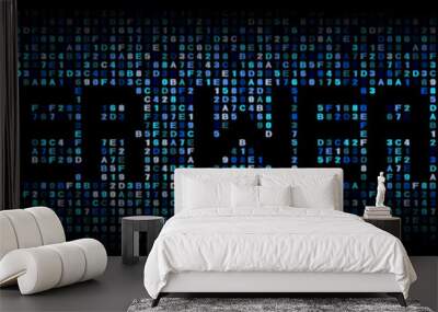 Cyber weapon text on hex code illustration Wall mural