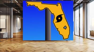 Florida warning sign with hurricane symbol Wall mural