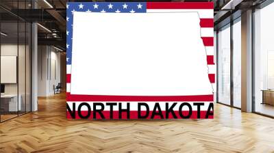 map of North Dakota on flag Wall mural