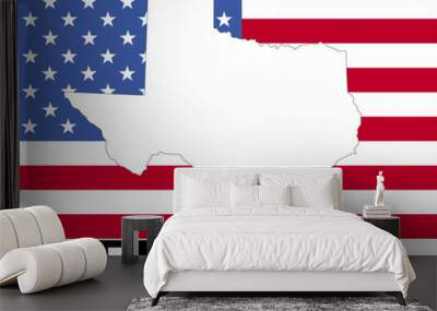 map of Texas on American flag illustration Wall mural