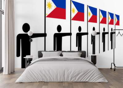 men holding Philippines flags Wall mural