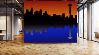 seattle skyline at dusk Wall mural