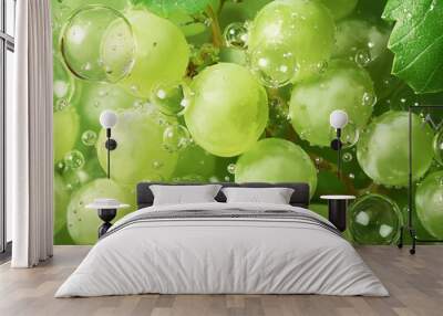 Green grapes in water Wall mural