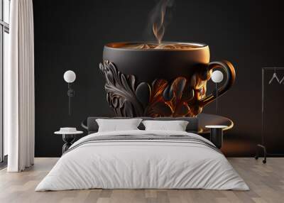 Rich Luxurious Hot Coffee Drink - Generative AI Illustrations Wall mural