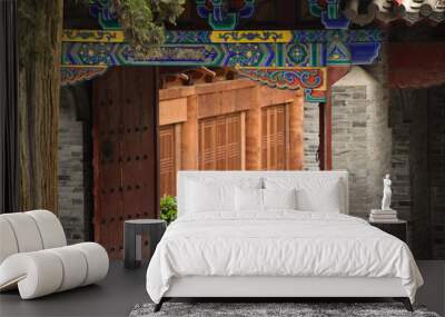 Ornate doorway at the Shaolin Temple in China Wall mural