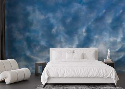 Fantastic soft clouds against blue sky, natural composition Wall mural