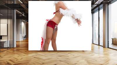 one caucasian woman samba dancer dancing isolated on white in full length Wall mural