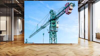 crane tower on sky background at construction site Wall mural