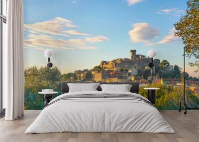 Capalbio medieval village skyline at sunset. Maremma, Tuscany Italy Wall mural