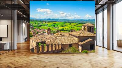 Gradara medieval village view from castle, Pesaro and Urbino, Marche region, Italy Wall mural