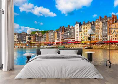 Honfleur village skyline harbor. Normandy, France Wall mural