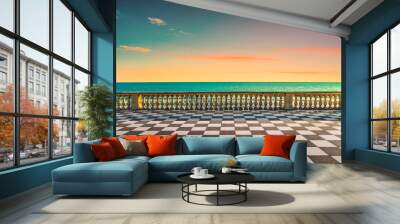 Mascagni Terrazza terrace at sunset. Livorno Tuscany Italy Wall mural