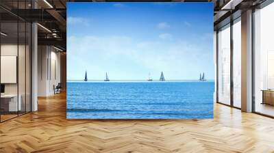 Sailing boat yacht regatta race on sea or ocean water Wall mural