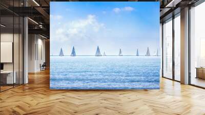 Sailing boat yacht regatta race on sea or ocean water Wall mural