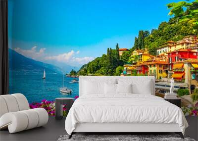 Varenna town, Como Lake district landscape. Italy, Europe. Wall mural