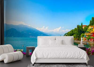 Varenna town, Como Lake district landscape. Italy, Europe. Wall mural