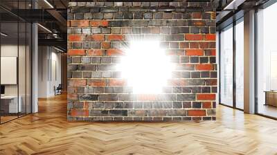 Light bursting through a brick wall Wall mural