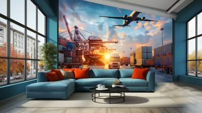 Container Truck Import Export: A Dynamic Impression of Global Trade Wall mural