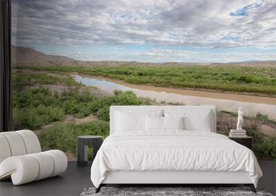 Rio Grande, Sierra Del Carmen Mountains, Big Bend National Park, TX Wall mural