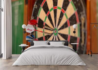 View of a dartboard with darts Wall mural