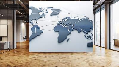 Macro View of Global Trade Network Visual, Lines Interconnecting Countries and Regions Depicting Economic Interdependence. Wall mural