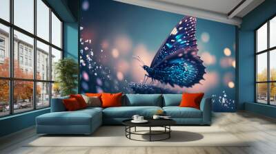 A blue butterfly on a bokeh background Wall mural