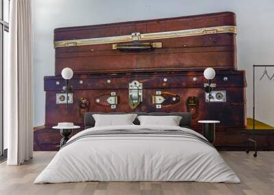 Retro two old leather travel suitcases Wall mural