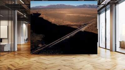 Suspension bridge over desert gorge in New Mexico- Rio Grande Gorge River Wall mural