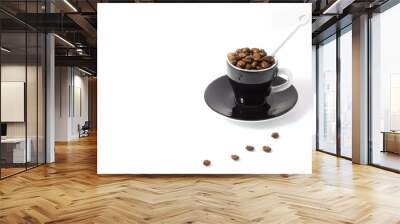 espresso cup and saucer containing coffee beans isolated on whit Wall mural